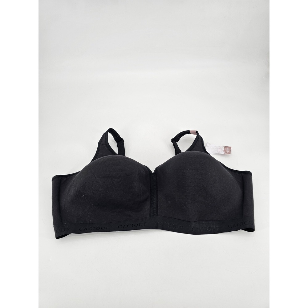 Lane Bryant Cacique Lightly Lined No-Wire w Mesh Center Black Bra 50DDD - Picture 2 of 8